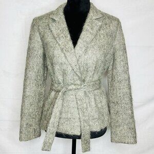 VINTAGE Doncaster Belted Jacket Grayish Green Wool Tweed Sz Small